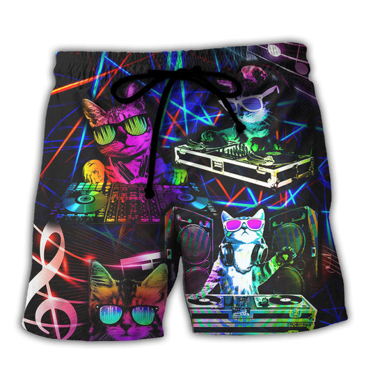 Cat DJ Beach Shorts For Warm Weather Outings And Weekend Casual Style