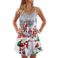 Santa Snowman Town Scene V-Neck Sleeveless Cami Dress For Festive Gatherings Travel And Casual Holiday Styling