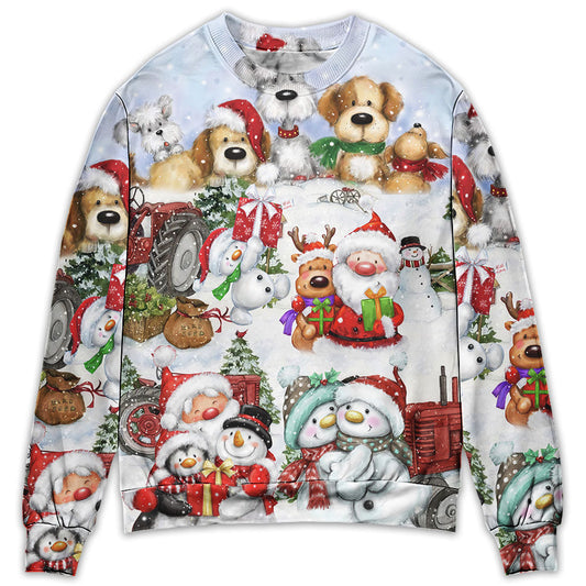 Santa And Snowman Joyful Companions Sweater For Festive Parties Family Photos And Comfortable Seasonal Wear