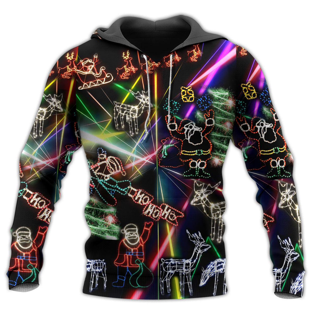 Neon Christmas Tree Snowman Hoodie For Christmas Events Holiday Travel And Comfortable Casual Outfits