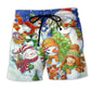 Snowman Christmas Winter Night Beach Shorts Pattern View For Relaxed Vacation Styling
