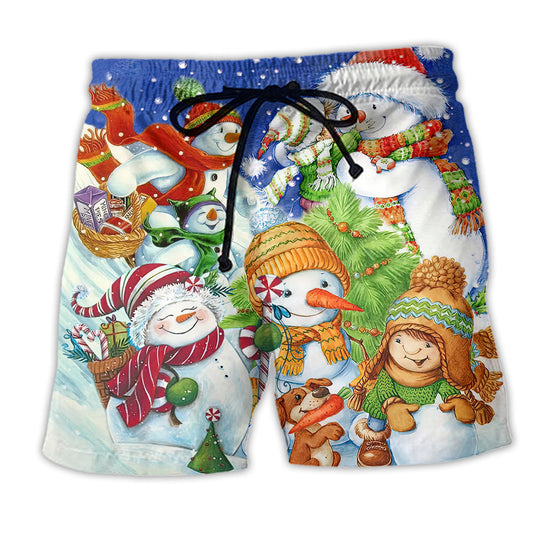 Christmas Snowman Beach Shorts For Casual Day Trips And Versatile Outdoor Wear