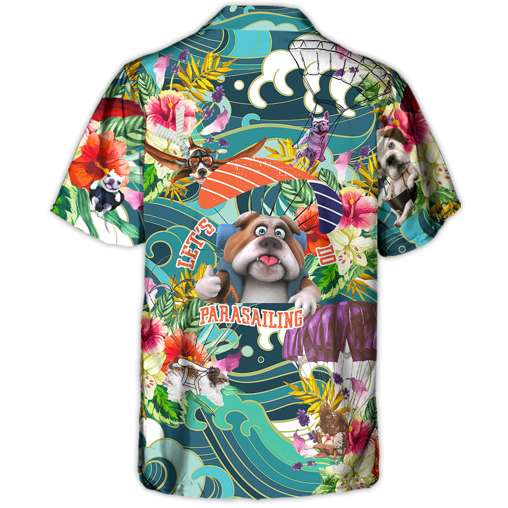 Parasailing Dog Hawaiian Shirt For Tropical Holidays, Outdoor Gatherings, And Everyday Comfort