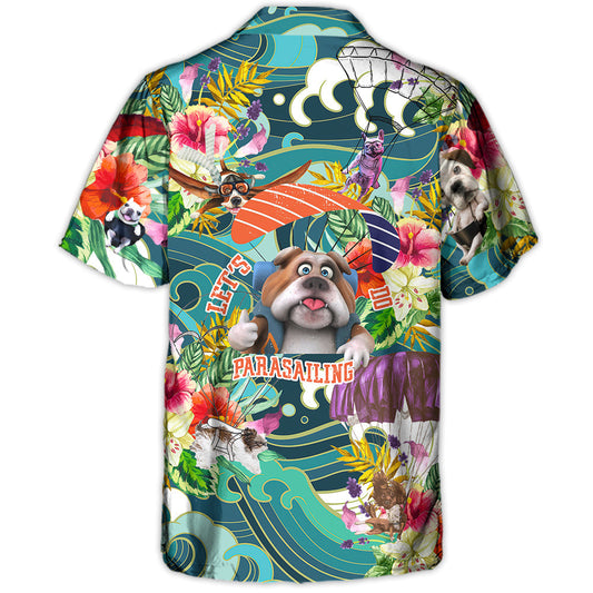Parasailing Dog Hawaiian Shirt For Tropical Holidays, Outdoor Gatherings, And Everyday Comfort