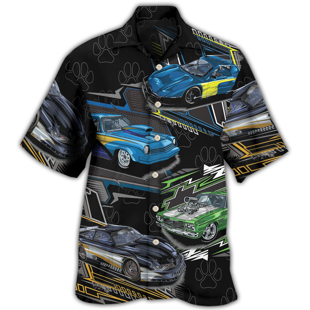 Dog Drag Racing Speed Hawaiian Shirt For Summer Vacation, Beach Travel, And Casual Wear
