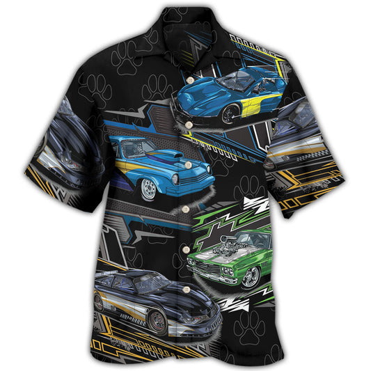 Dog Drag Racing Speed Hawaiian Shirt For Summer Vacation, Beach Travel, And Casual Wear