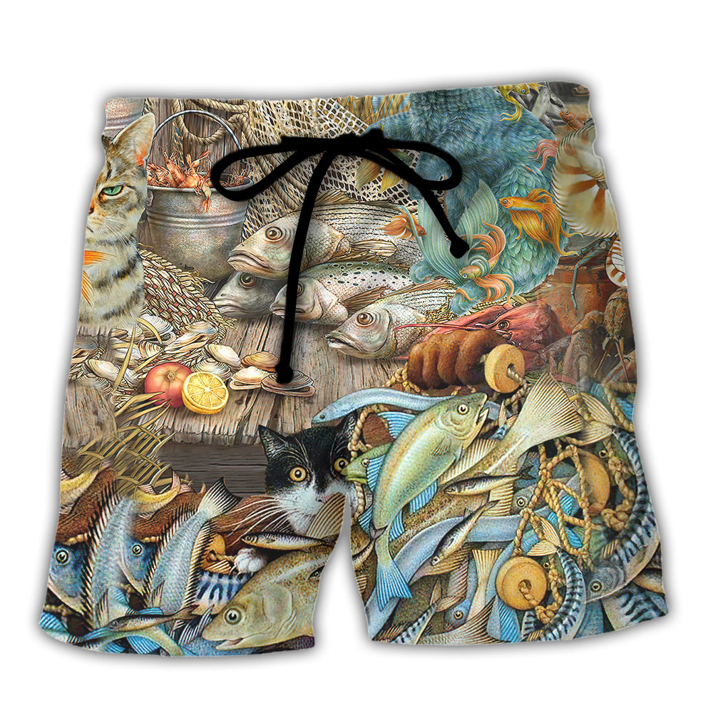 Cat Fish Beach Shorts For Tropical Holidays And Weekend Casual Style