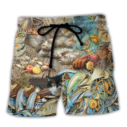 Cat Fish Beach Shorts For Tropical Holidays And Weekend Casual Style