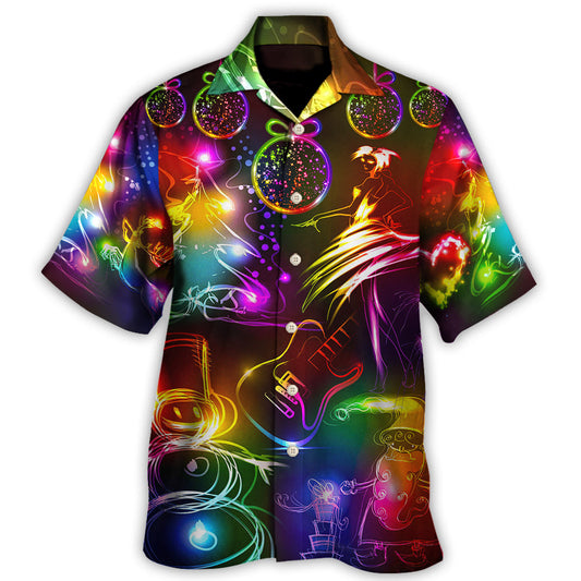 Neon Snowman Dance Santa Tree Hawaiian Shirt Design Detail For Beach Days And Holiday Travel