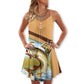 Fishing Old Fisherman Best Catch V-Neck Sleeveless Cami Dress For Beach Trips And Relaxed Vacation Style