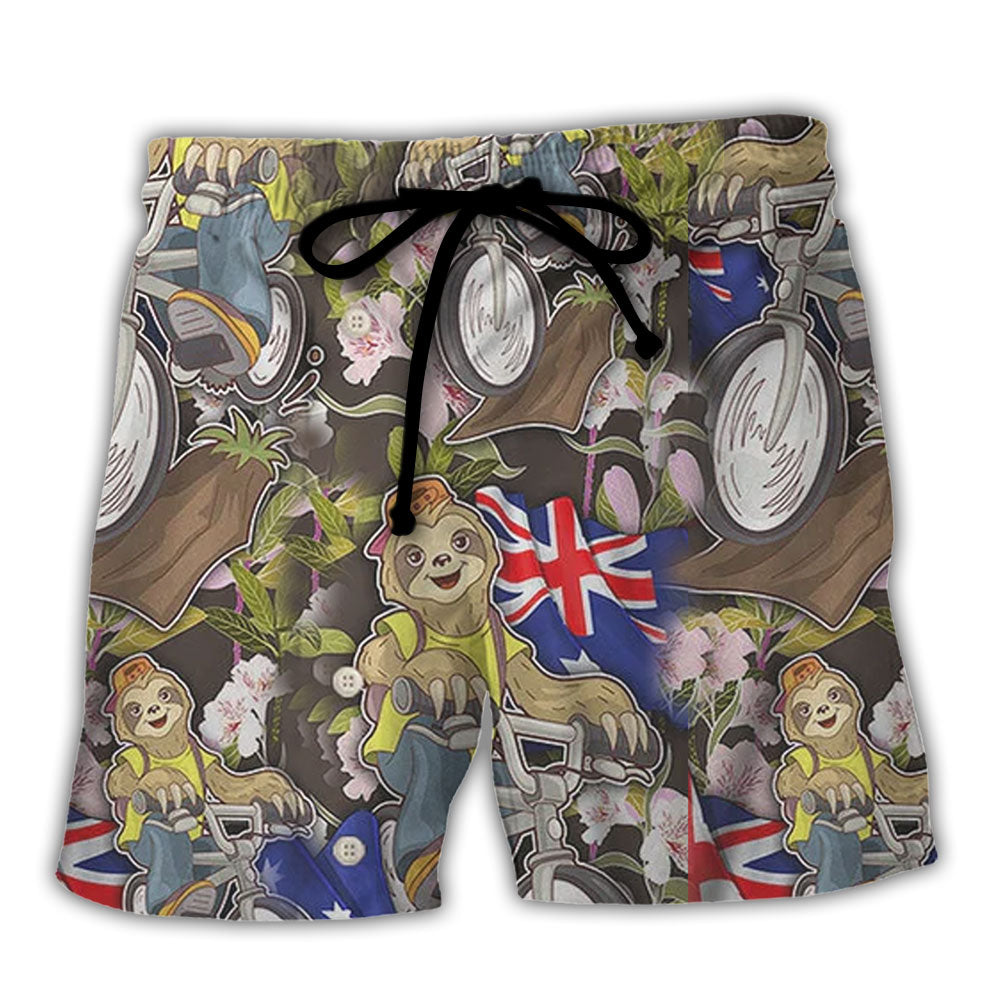 Sloth Cycling Beach Shorts For Warm Weather Outings And Versatile Outdoor Wear