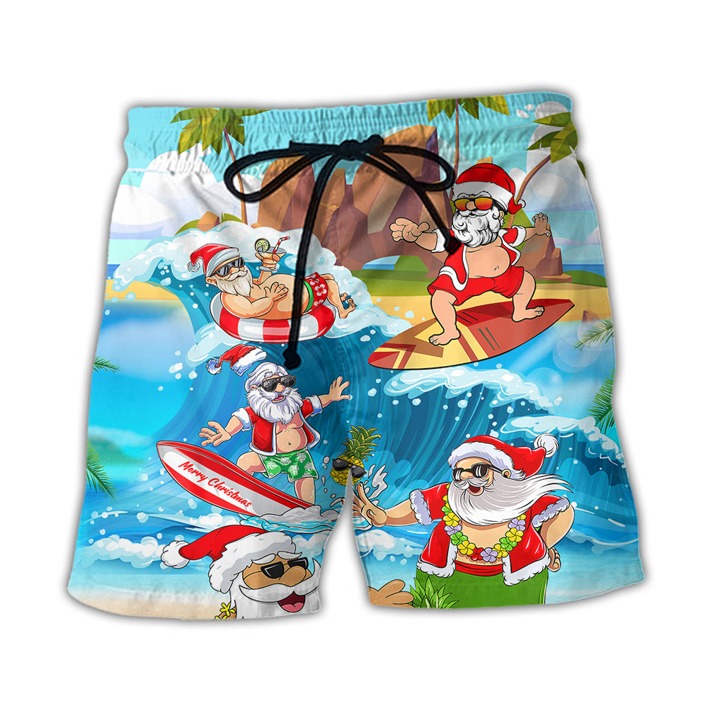 Christmas Coastal Santa Beach Shorts For Warm Weather Outings And Lightweight Summer Style
