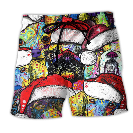 Christmas Colorful Dog Beach Shorts For Oceanfront Escapes And Weekend Casual Style