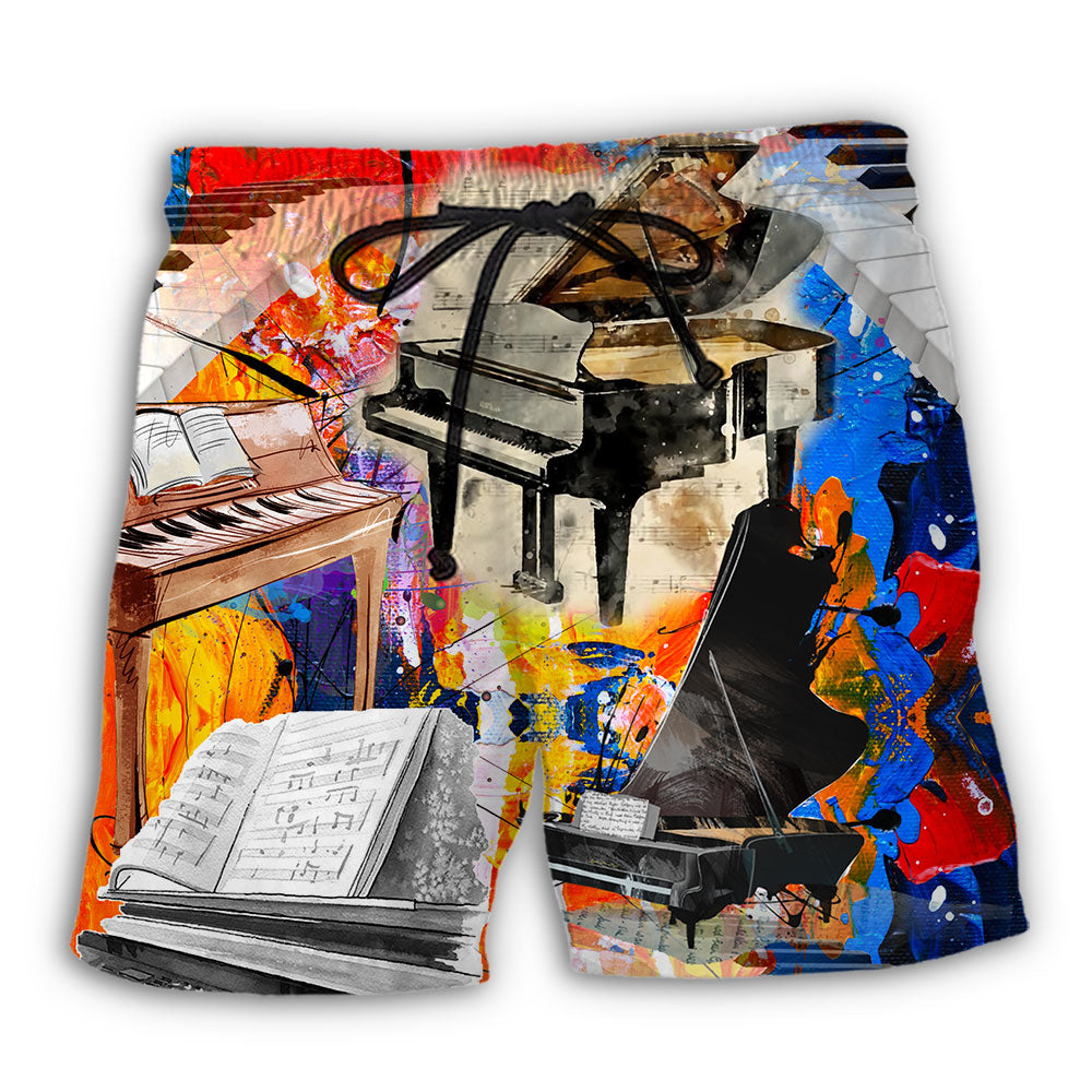 Piano Painting Music Beach Shorts For Coastal Adventures And Easy Warm Weather Wear
