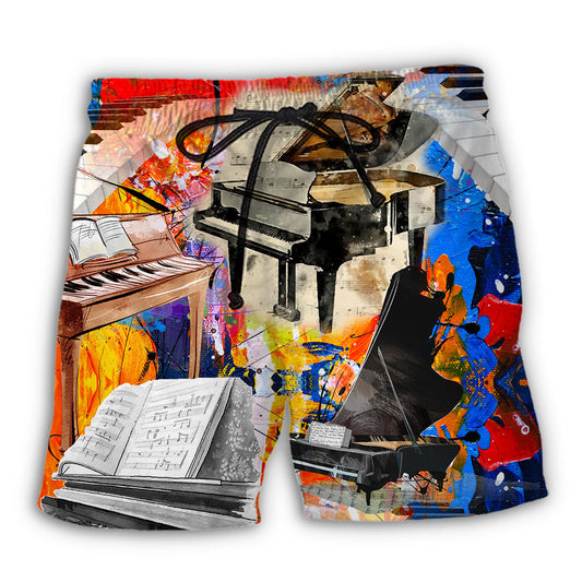 Piano Painting Music Beach Shorts For Coastal Adventures And Easy Warm Weather Wear