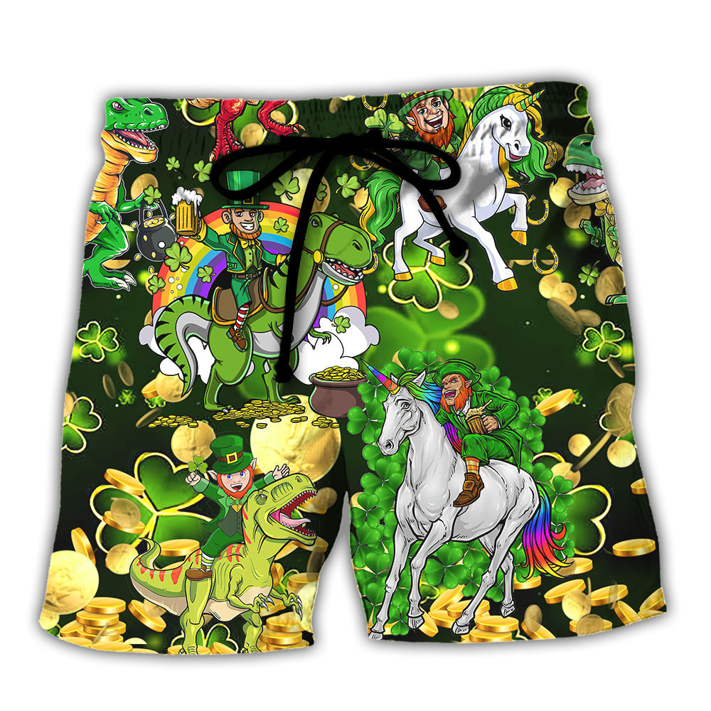 Irish Horse Saint Patrick Beer Theme Beach Shorts For Weekend Getaways And Comfort