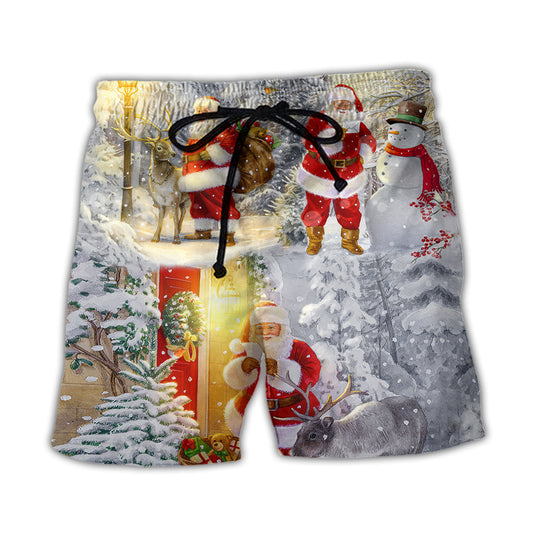 Christmas Light Santa Beach Shorts For Oceanfront Escapes And Thoughtful Gift Giving