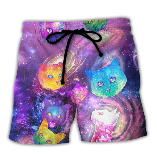 Cat Galaxy Colorful Cosmic Style Beach Shorts For Weekend Adventures And Comfort