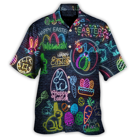 Neon Easter And Rabbit Hawaiian Shirt For Beach Vacations Casual Parties And Warm Weather Style