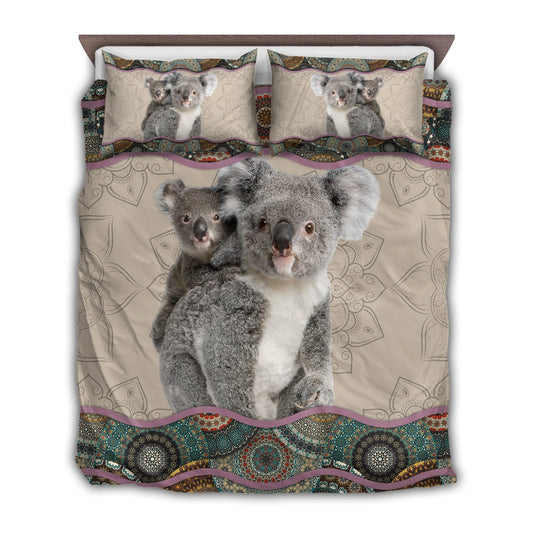 Koala Family Together Bedding Cover For Cozy Bedroom Decor