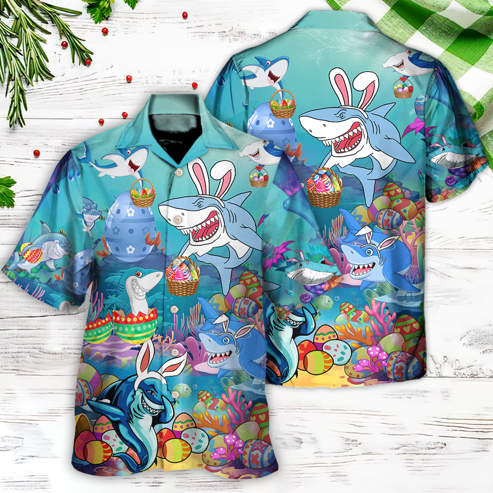Easter Shark Sharks Hawaiian Shirt For Coastal Adventures And Warm Weather Wear