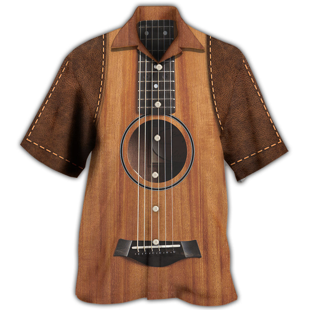 Vintage Guitar Music Hawaiian Shirt Print Closeup For Resort Wear