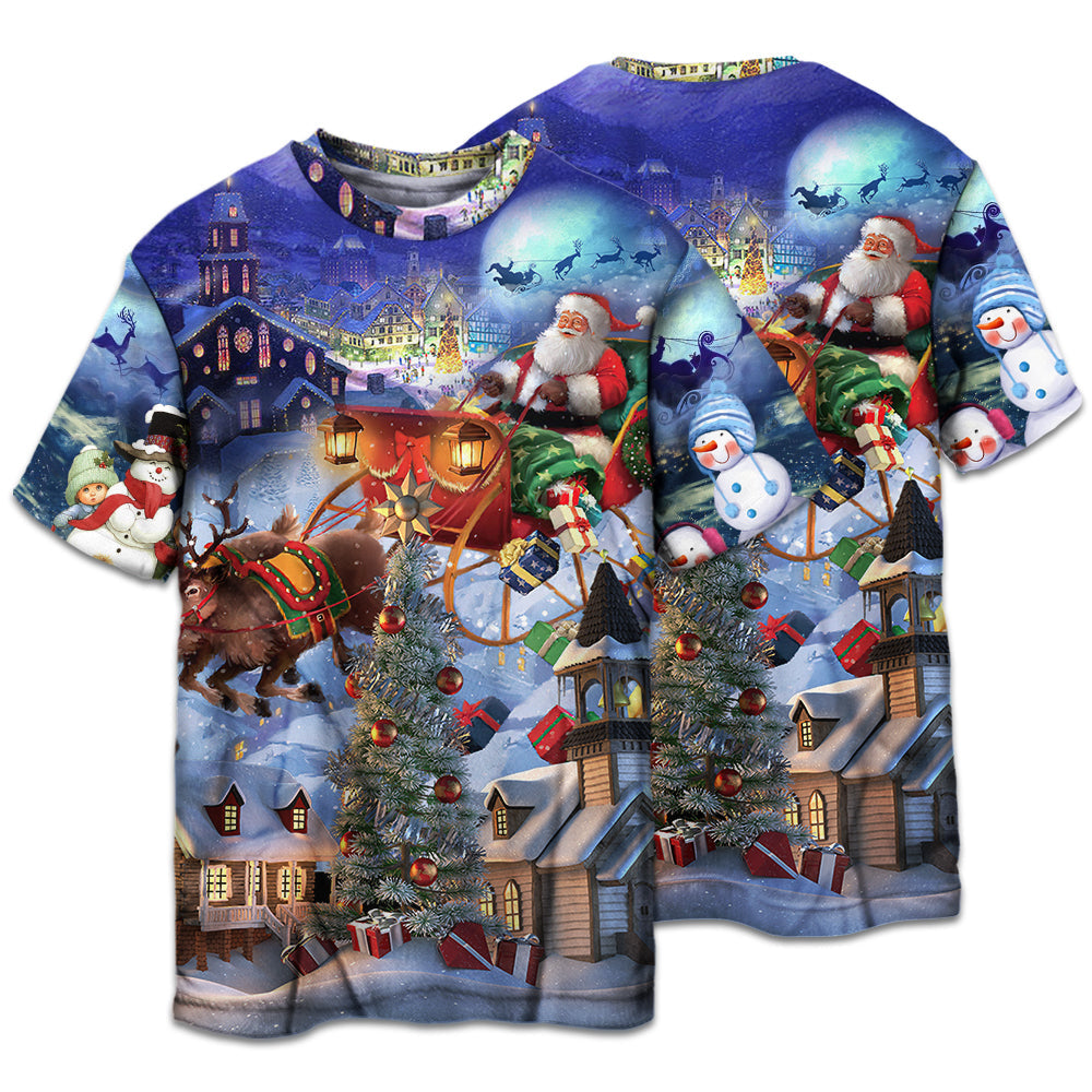 Santa Holiday Reindeer And Gifts Short Sleeve Pajamas Set For Festive Sleepovers And Family Photos