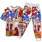 Dancing Santa Christmas Short Sleeve Pajamas Set For Winter Nights And Thoughtful Gifting