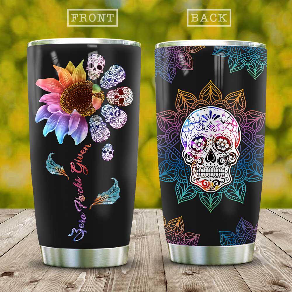 Skull Floral 20 Oz Tumbler For Coffee Travel And Daily Drinks