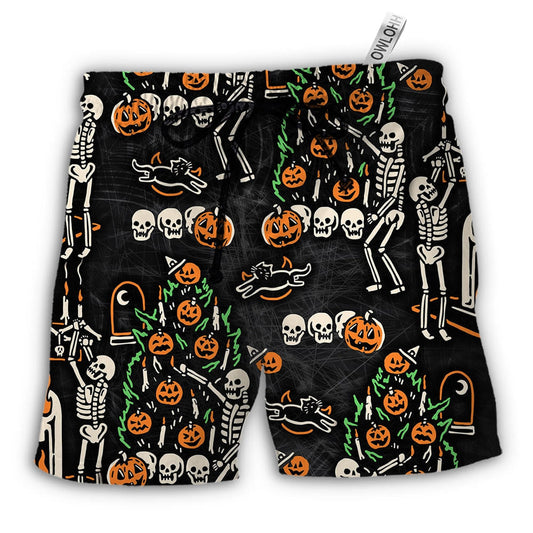 Halloween Skull 'Tis The Season To Be Creepy Beach Shorts For Striking Resort Looks