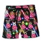 Funny Dog Flower Neon Art Style For Dog Lovers Beach Shorts For Coastal Summer Adventures