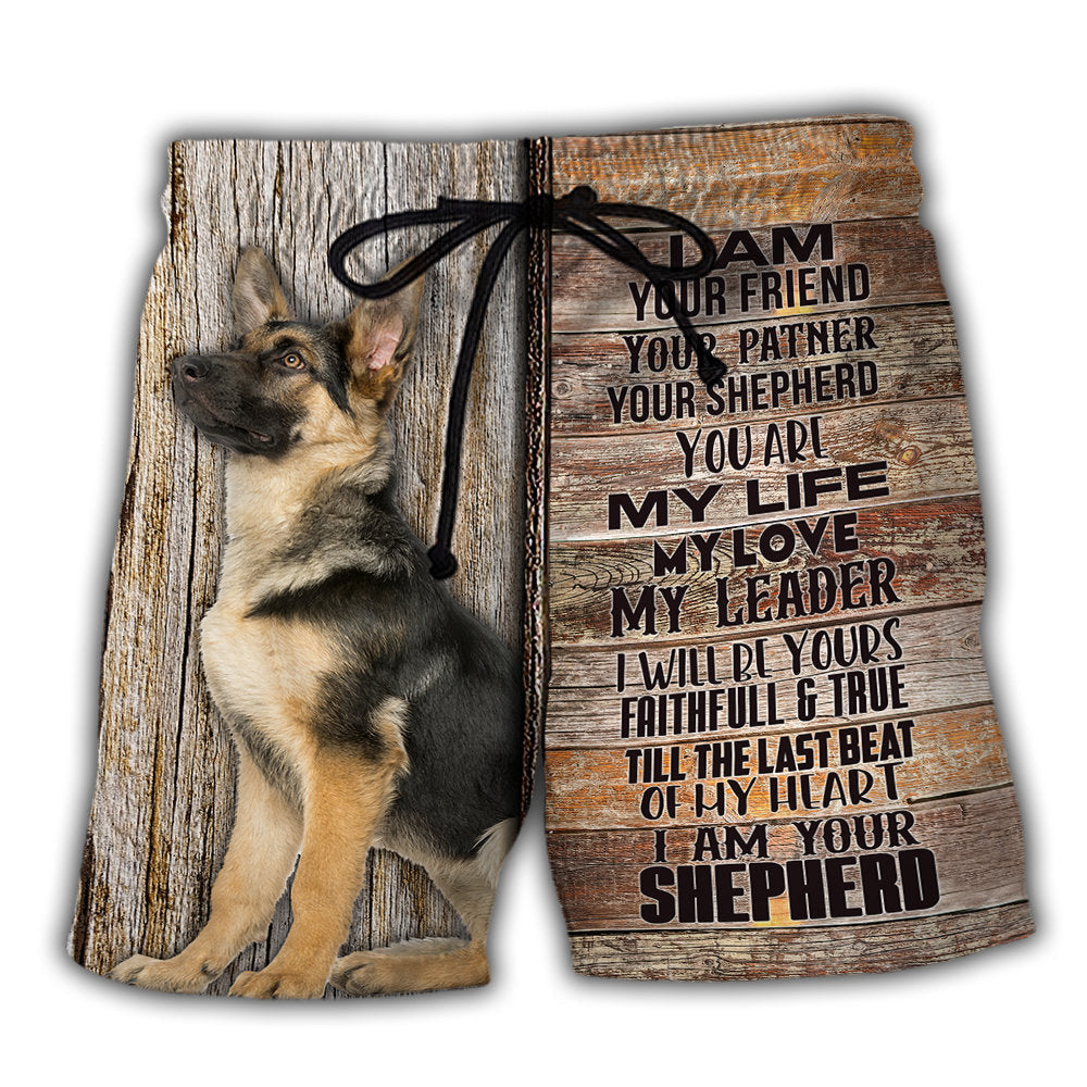 German Shepherd Cool Dog Beach Shorts Artwork Detail For Comfortable Everyday Summer Wear
