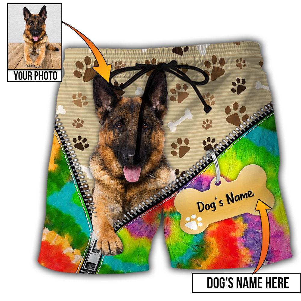 German Shepherd Personalized Photo Beach Shorts For Sunny Holidays And Comfortable Daily Styling