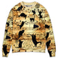 Black Cat Music Notes Sweater For Live Events Travel And Relaxed Creative Outfits