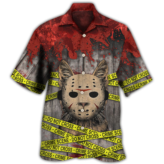 Halloween Spooky Cat Hawaiian Shirt Relaxed Style View For Warm Weather Events