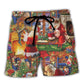 Classic Santa Christmas Beach Shorts For Summer Vacation And Coastal Travel