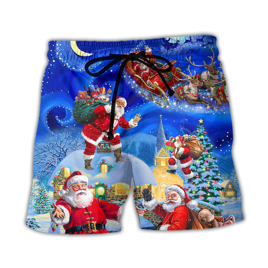 Christmas Santa Magic Beach Shorts For Poolside Relaxation And Leisure And Relaxation