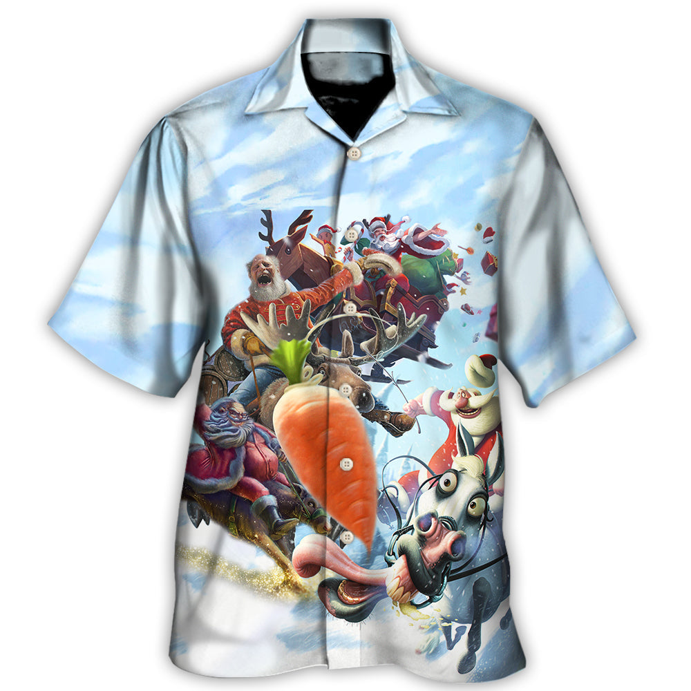 Christmas Santa Hawaiian Shirt Pattern Detail For Tropical Vacations