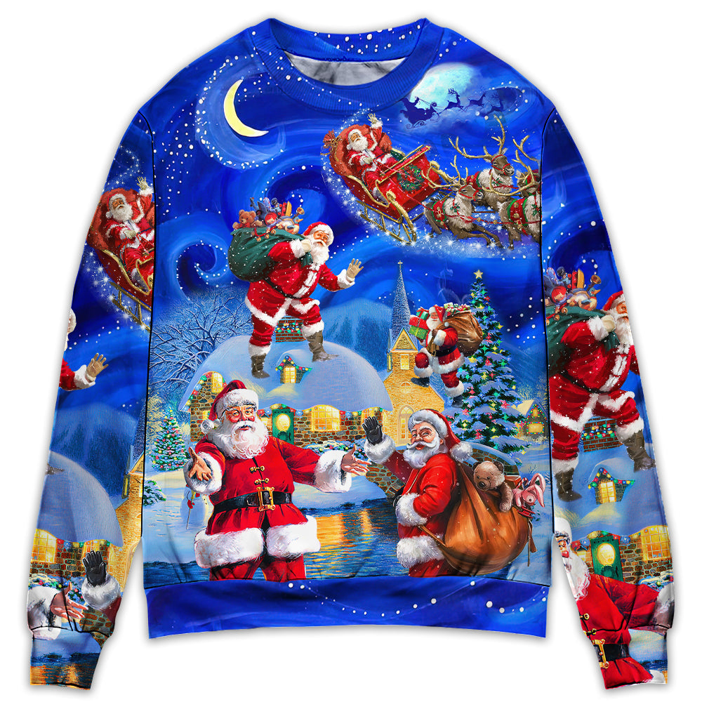 Christmas Santa In Town Magic Night Sweater For Family Gatherings Winter Travel And Everyday Seasonal Comfort