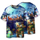 Santa Holiday Reindeer And Snowman Short Sleeve Pajamas Set For Christmas Sleepwear And Family Lounging