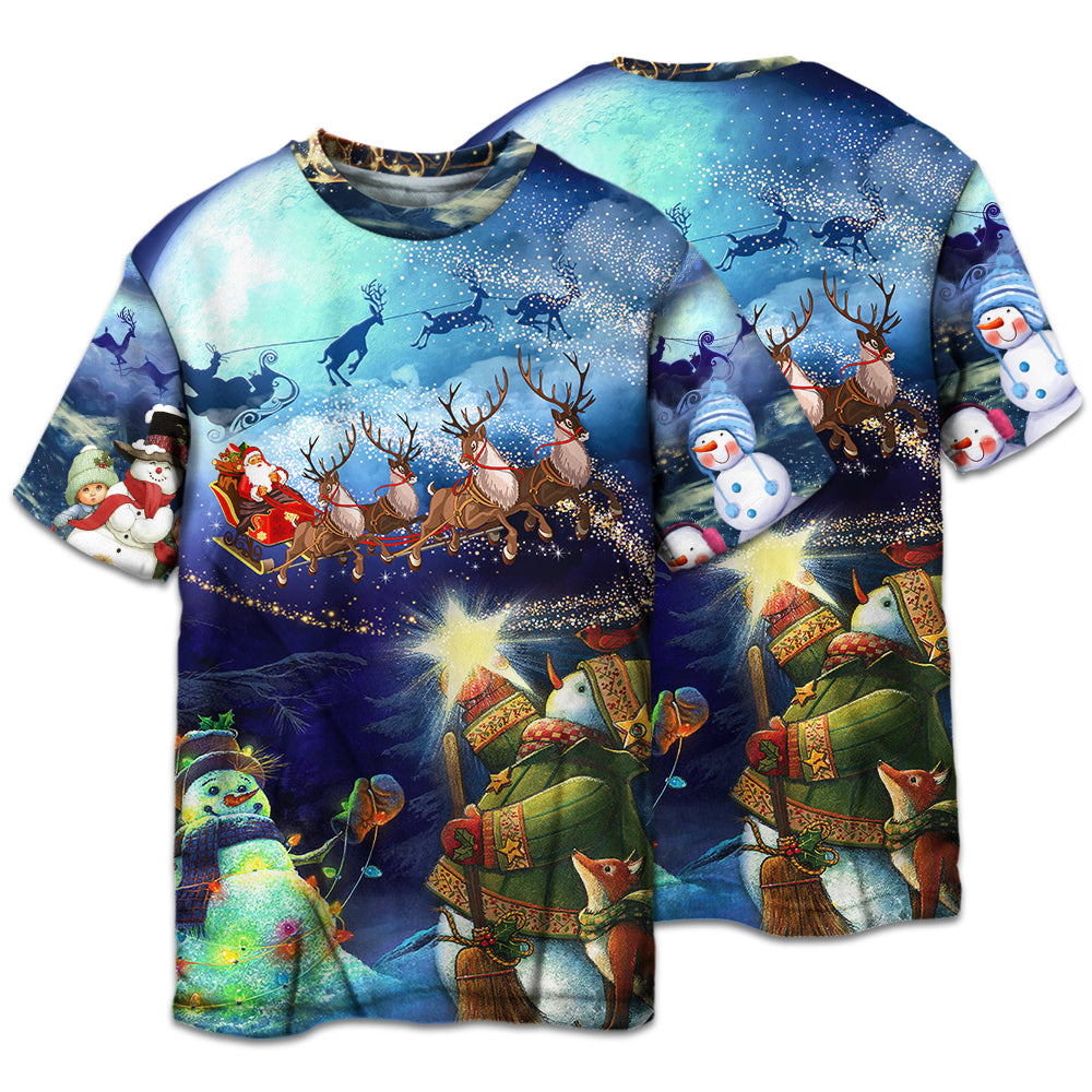 Santa Holiday Reindeer And Snowman Short Sleeve Pajamas Set For Christmas Sleepwear And Family Lounging