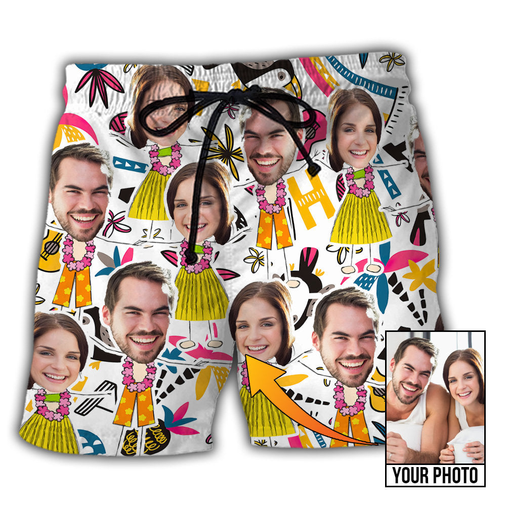 Funny Face Style Personalized Photo Beach Shorts Print View For Coastal Escapes And Casual Outings