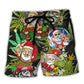 Christmas Hippie Santa Smoking Humor Beach Shorts For Seasonal Summer Travel