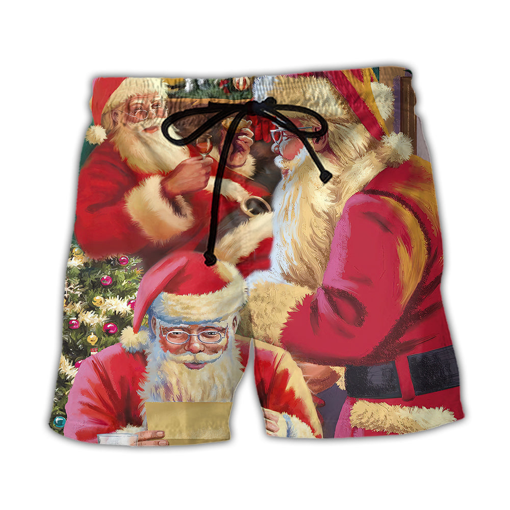 Santa Holiday Story Beach Shorts For Holiday Cruises And Distinctive Seasonal Style