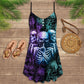 Skull Neither Hear Nor See V-Neck Sleeveless Cami Dress For Travel And Expressive Warm Weather Fashion