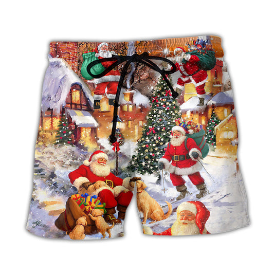 Christmas Santa Beach Shorts For Oceanfront Escapes And Leisure And Relaxation