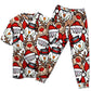 Cute Santa And Holiday Reindeer Short Sleeve Pajamas Set For Christmas Sleepwear And Family Lounging