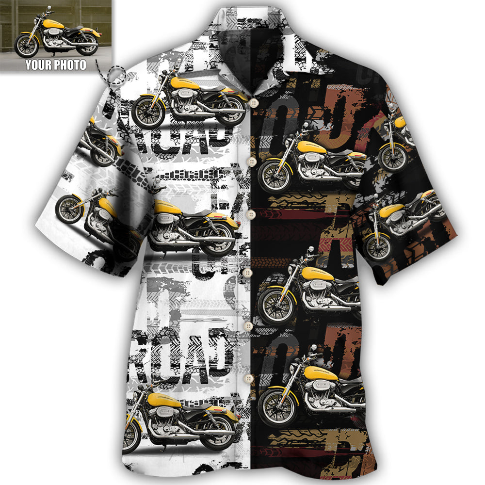 Motorcycle Personalized Photo Hawaiian Shirt Detailed Pattern View For Thoughtful Gifting