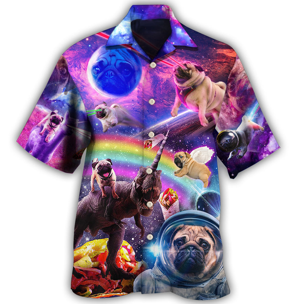 Fantasy Galaxy Pug Rainbow Space Hawaiian Shirt Artwork View For Summer Travel