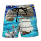 Ocean Christmas Sailing Sky Beach Shorts For Summer Vacations And Everyday Comfort